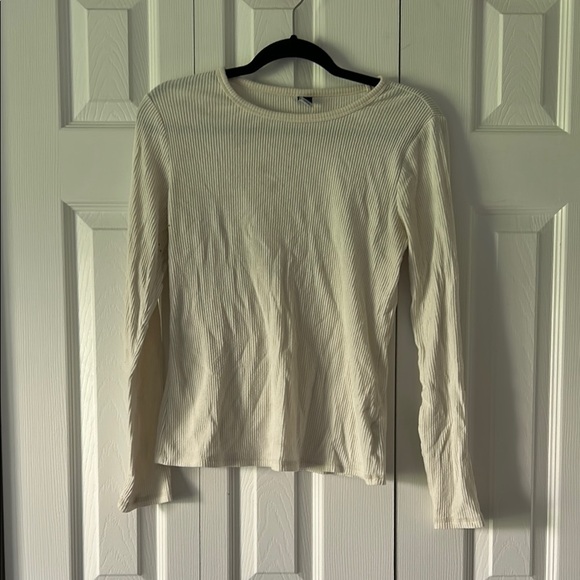 Cream Ribbed Long Sleeve Top - Picture 1 of 6